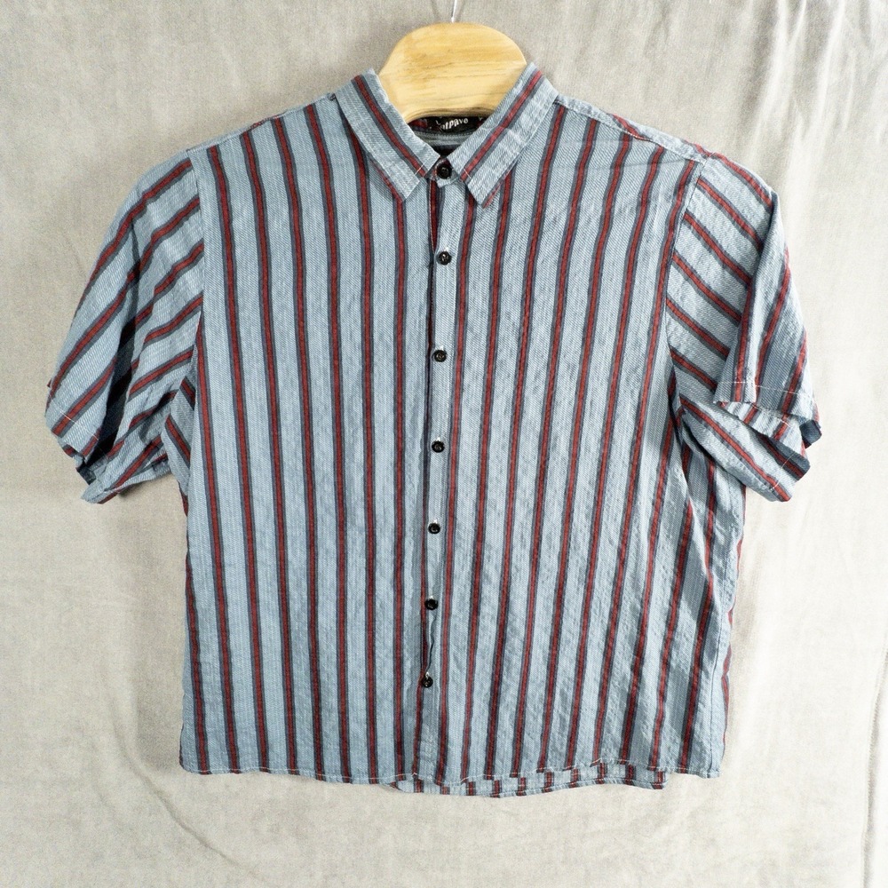 VATPAVE Mens XXL Retro Striped 100% Cotton Viscose Shirt Resort Beach Casual